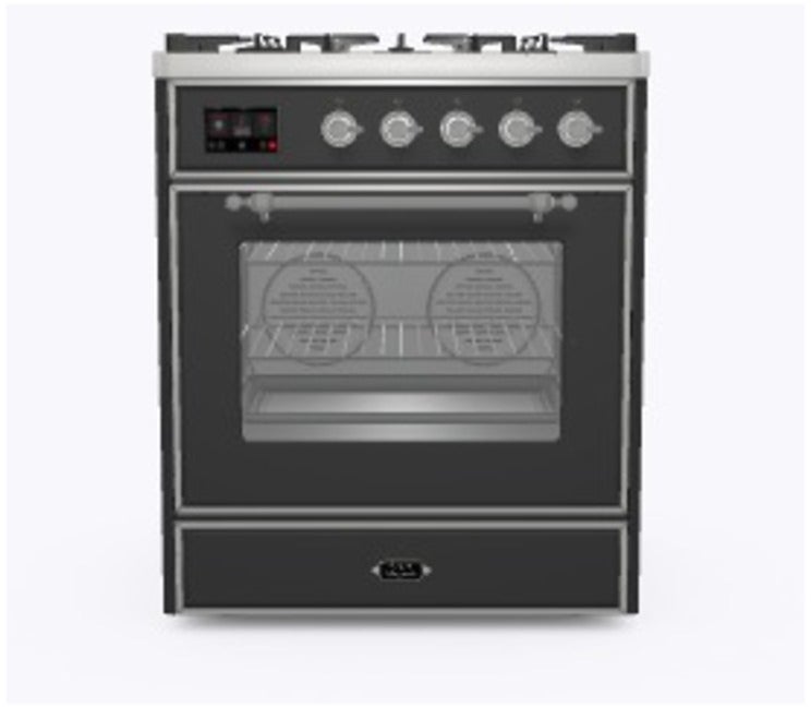 Ilve UM30DNE3MGCLP 30" Dual Fuel Freestanding Range w/ 5 Sealed Burne...