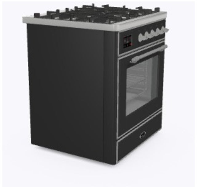 Ilve UM30DNE3MGCLP 30" Dual Fuel Freestanding Range w/ 5 Sealed Burne...