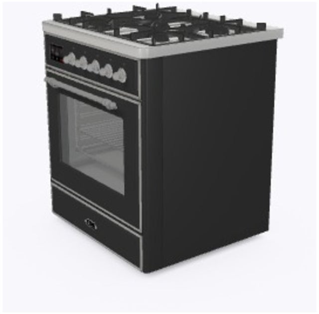 Ilve UM30DNE3MGCLP 30" Dual Fuel Freestanding Range w/ 5 Sealed Burne...