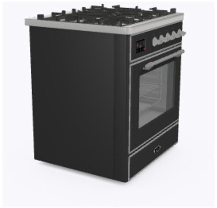 Ilve UM30DNE3MGC 30" Dual Fuel Freestanding Range w/ 5 Sealed Burne...