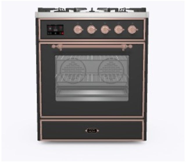 Ilve UM30DNE3MGPLP 30" Dual Fuel Freestanding Range w/ 5 Sealed Burne...