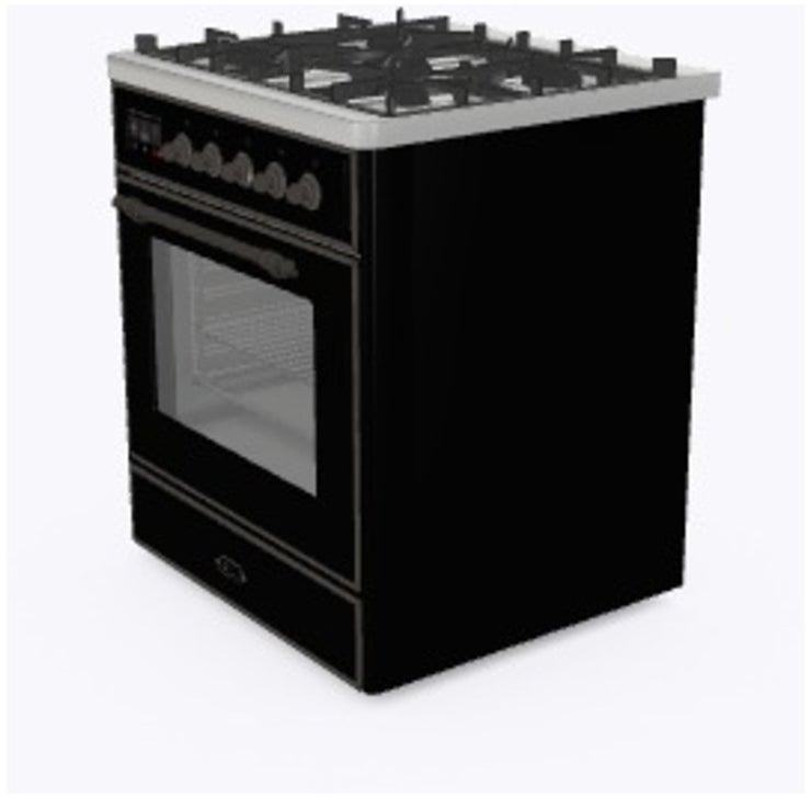 Ilve UM30DNE3BKB 30" Dual Fuel Freestanding Range w/ 5 Sealed Burne...