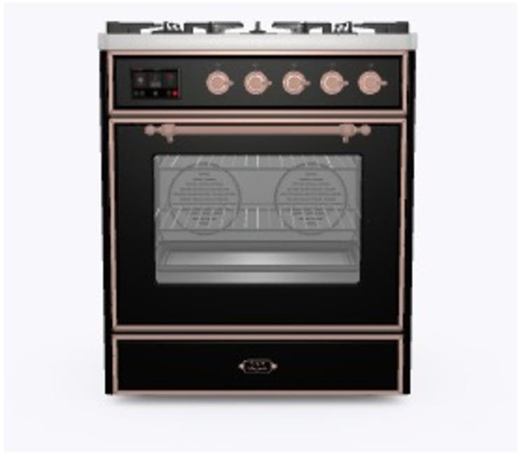 Ilve UM30DNE3BKP Natural Gas In Glossy Black W/ Copper Trim