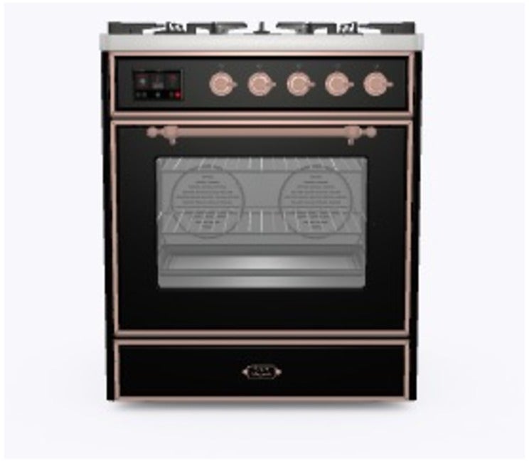 Ilve UM30DNE3BKP 30" Dual Fuel Freestanding Range w/ 5 Sealed Burne...