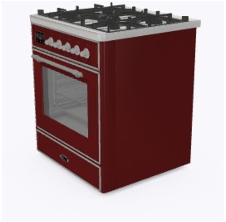 Ilve UM30DNE3BUC Natural Gas In Burgundy W/ Chrome Trim