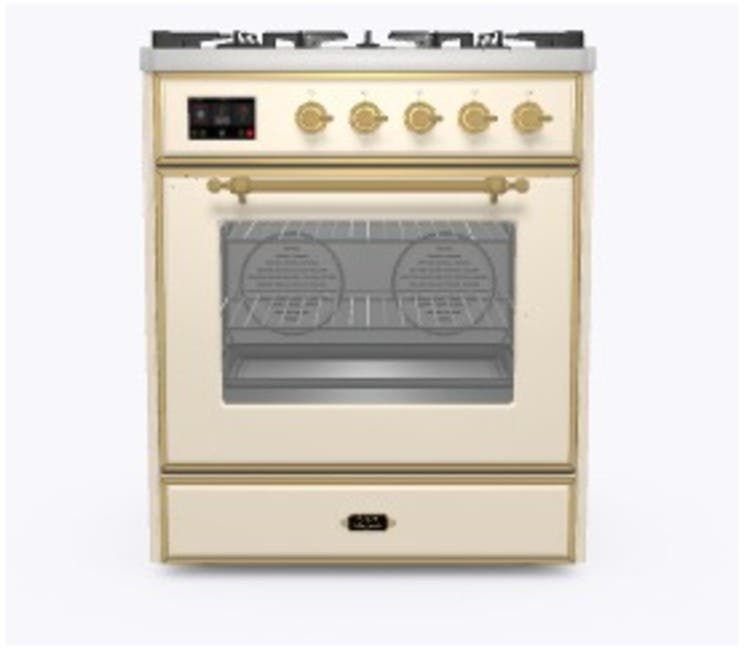 Ilve UM30DNE3AWG Natural Gas In Antique White W/ Brass Trim