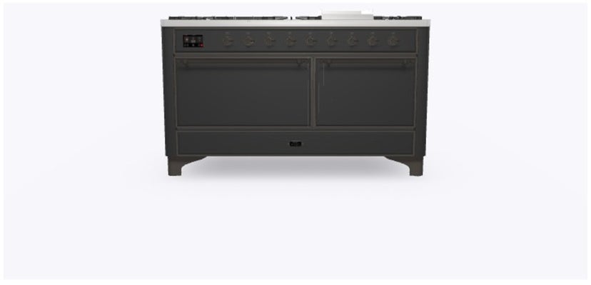 Ilve UM15FDQNS3MGBLP 60" Dual Fuel Range w/ 9 Sealed Burners, Double Ov...