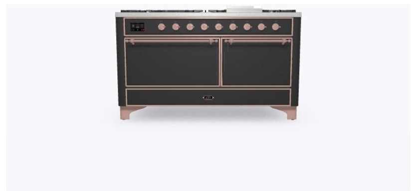 Ilve UM15FDQNS3MGPLP 60" Dual Fuel Range w/ 9 Sealed Burners, Double Ov...