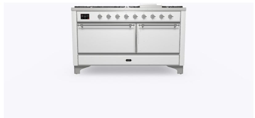 Ilve UM15FDQNS3RAC 60" Dual Fuel Range w/ 9 Sealed Burners, Double Ov...