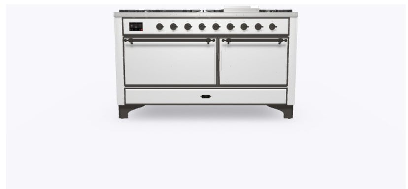 Ilve UM15FDQNS3RAB 60" Dual Fuel Range w/ 9 Sealed Burners, Double Ov...