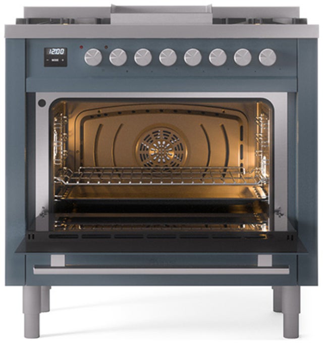 Ilve UP36FQMPBG Professional Plus 36 Inch Dual Fuel Range with 6 S...