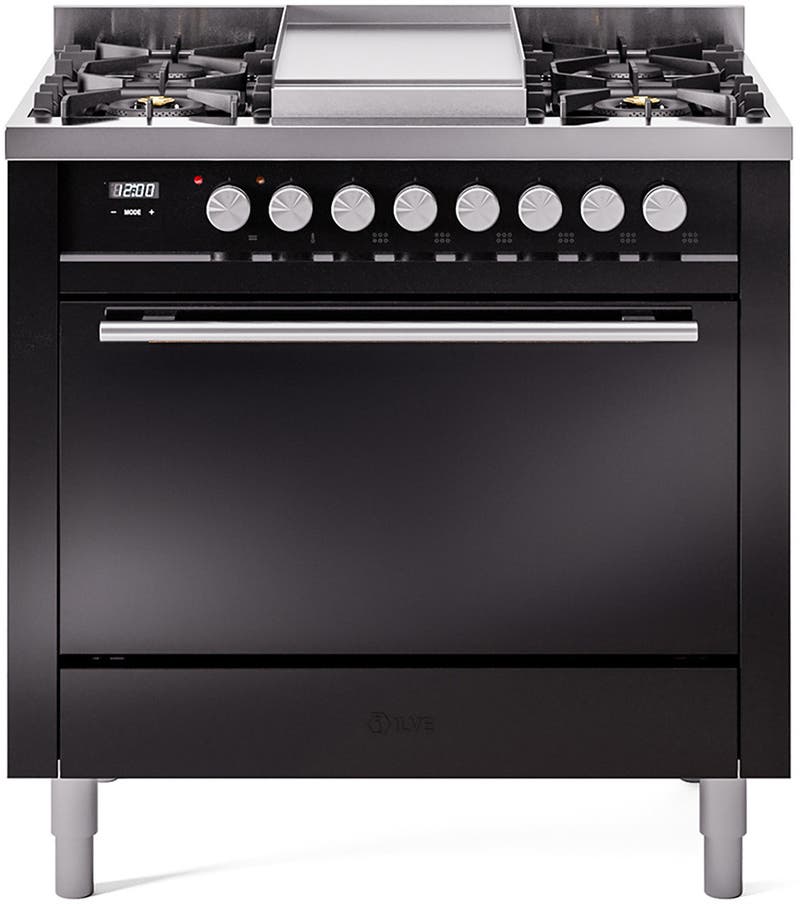 Ilve UP36FQMPBK Glossy Black With Satin Trim
