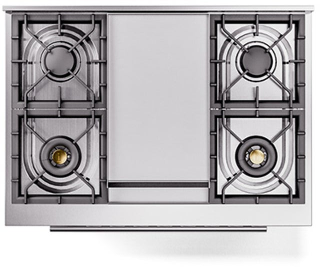 Ilve UP36FWMPRA 36 inch Dual Fuel Range Gas Burner Top and Electri...