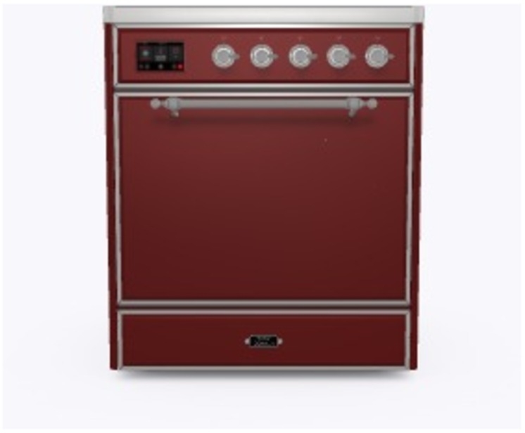 Ilve UMI30QNE3BUC Burgundy W/ Chrome Trim