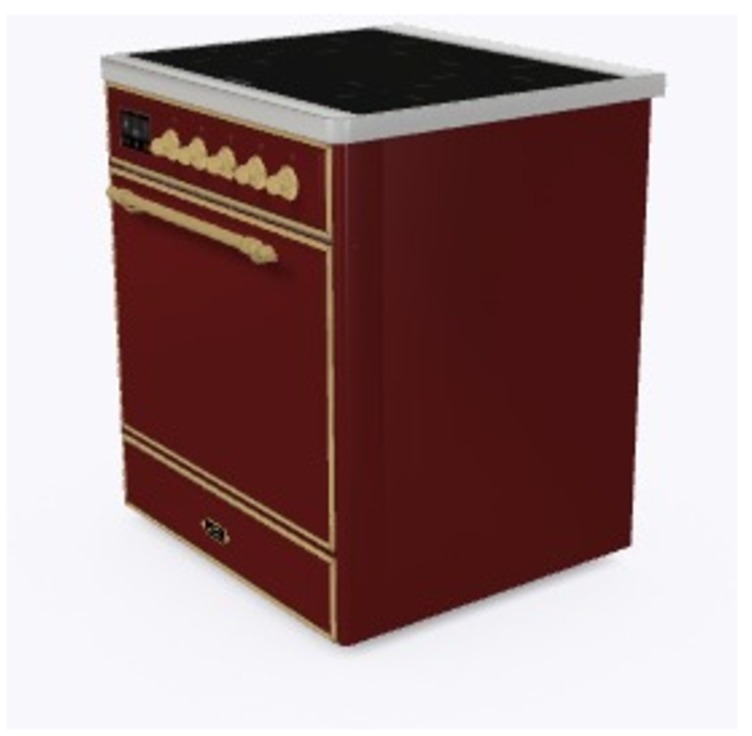 Ilve UMI30QNE3BUG Burgundy W/ Brass Trim