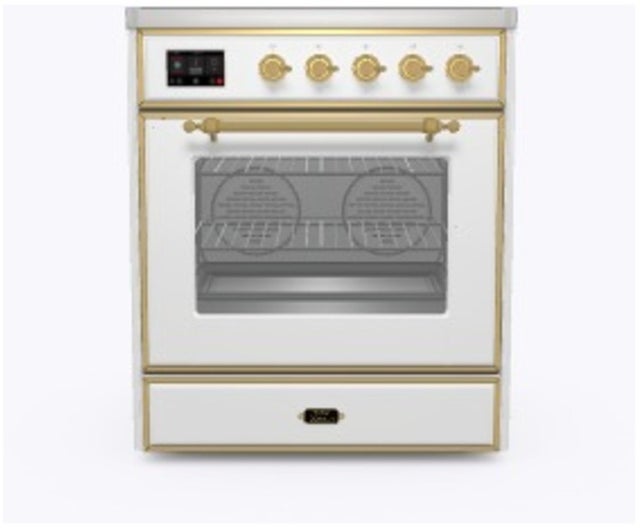 Ilve UMI30NE3WHG 30" Freestanding Electric Induction Range w/ 4 Ele...