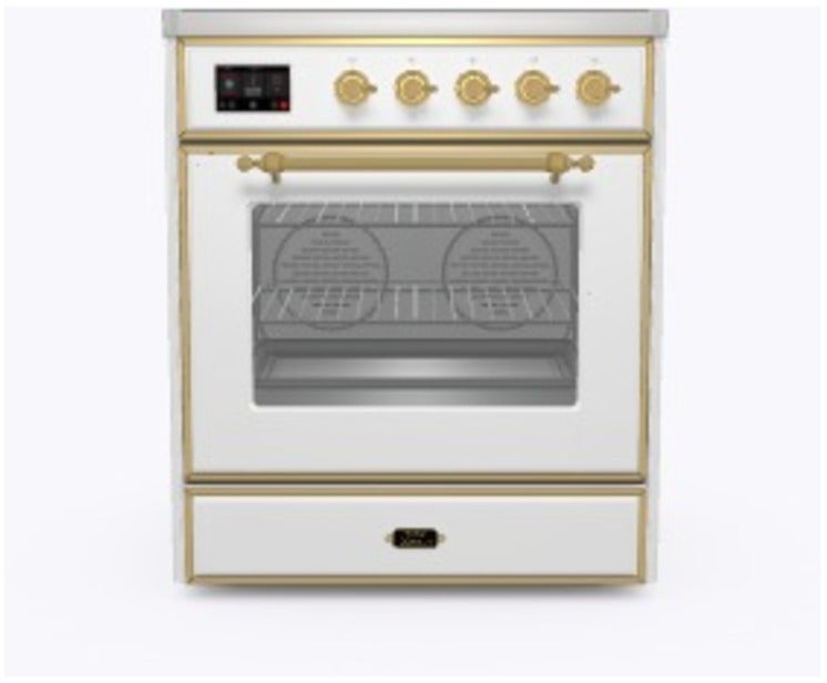 Ilve UMI30NE3WHG 30" Freestanding Electric Induction Range w/ 4 Ele...