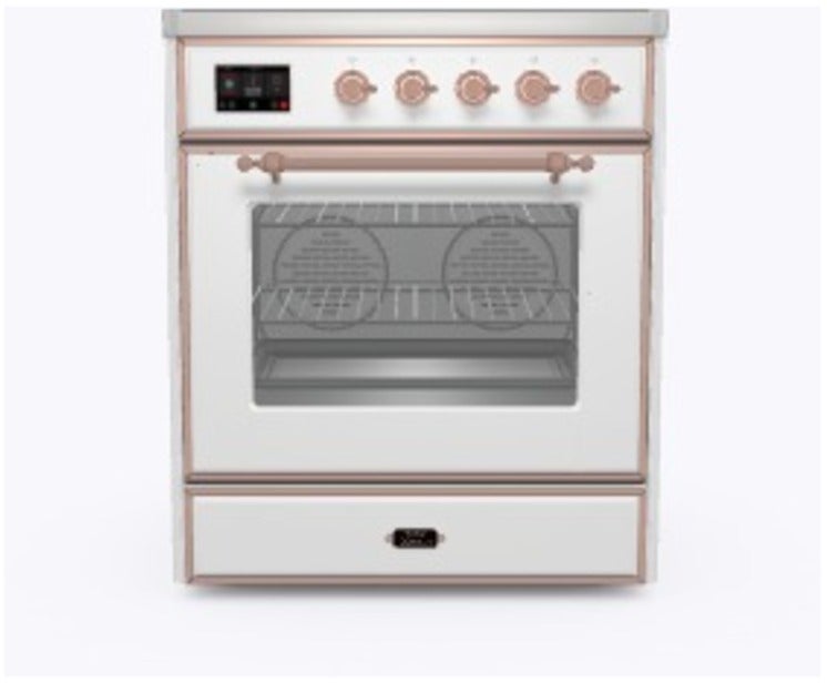 Ilve UMI30NE3WHP 30" Freestanding Electric Induction Range w/ 4 Ele...