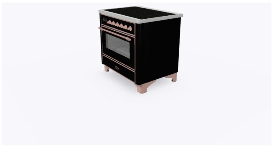 Ilve UMI09NS3BKP Glossy Black W/ Copper Trim