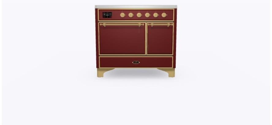 Ilve UMDI10QNS3BUG Burgundy W/ Brass Trim