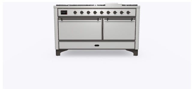 Ilve UM15FDQNS3SSBLP 60" Dual Fuel Range w/ 9 Sealed Burners, Double Ov...