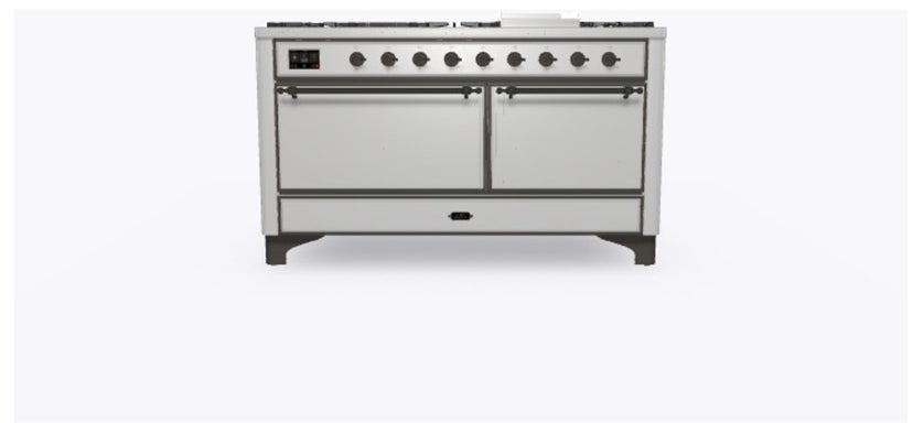 Ilve UM15FDQNS3SSBLP 60" Dual Fuel Range w/ 9 Sealed Burners, Double Ov...