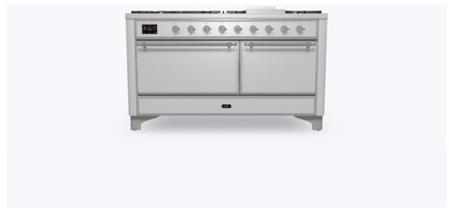 Ilve UM15FDQNS3SSCLP 60" Dual Fuel Range w/ 9 Sealed Burners, Double Ov...