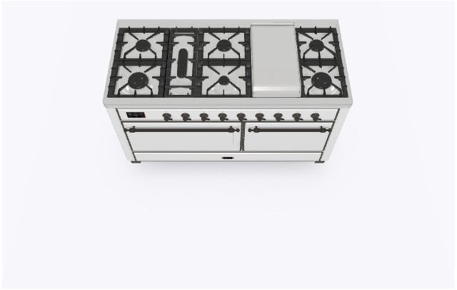 Ilve UM15FDQNS3WHBLP 60" Dual Fuel Range w/ 9 Sealed Burners, Double Ov...