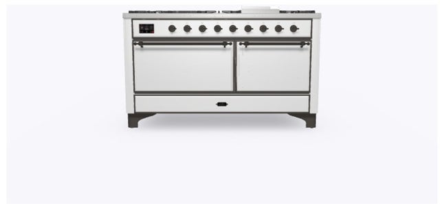 Ilve UM15FDQNS3WHB 60" Dual Fuel Range w/ 9 Sealed Burners, Double Ov...