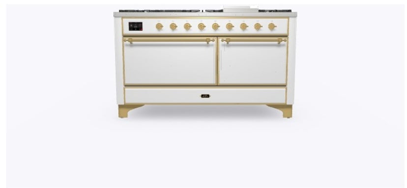 Ilve UM15FDQNS3WHG 60" Dual Fuel Range w/ 9 Sealed Burners, Double Ov...