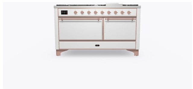 Ilve UM15FDQNS3WHPLP 60" Dual Fuel Range w/ 9 Sealed Burners, Double Ov...