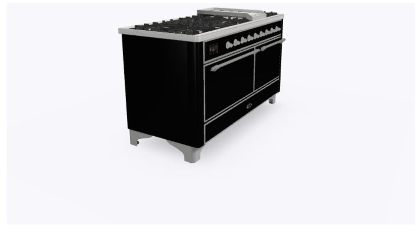 Ilve UM15FDQNS3BKCLP 60" Dual Fuel Range w/ 9 Sealed Burners, Double Ov...