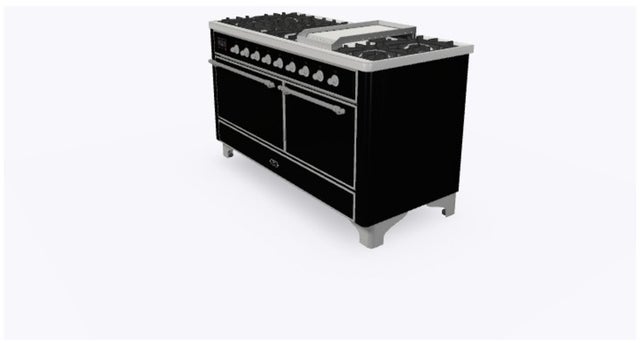 Ilve UM15FDQNS3BKCLP 60" Dual Fuel Range w/ 9 Sealed Burners, Double Ov...