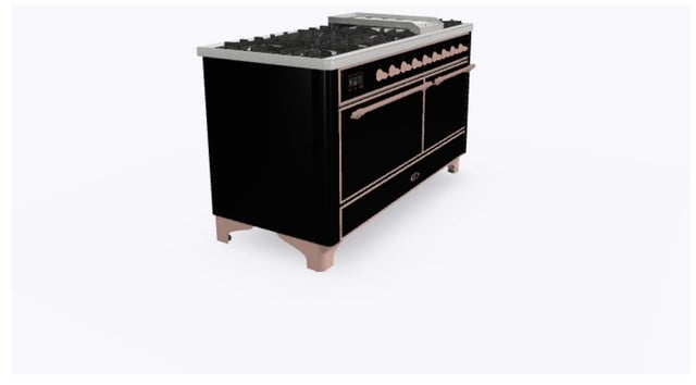 Ilve UM15FDQNS3BKPLP 60" Dual Fuel Range w/ 9 Sealed Burners, Double Ov...