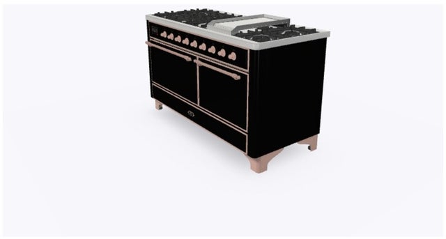 Ilve UM15FDQNS3BKPLP 60" Dual Fuel Range w/ 9 Sealed Burners, Double Ov...