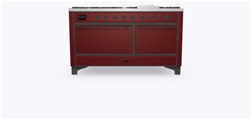 Ilve UM15FDQNS3BUBLP 60" Dual Fuel Range w/ 9 Sealed Burners, Double Ov...