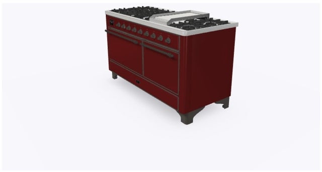 Ilve UM15FDQNS3BUBLP 60" Dual Fuel Range w/ 9 Sealed Burners, Double Ov...