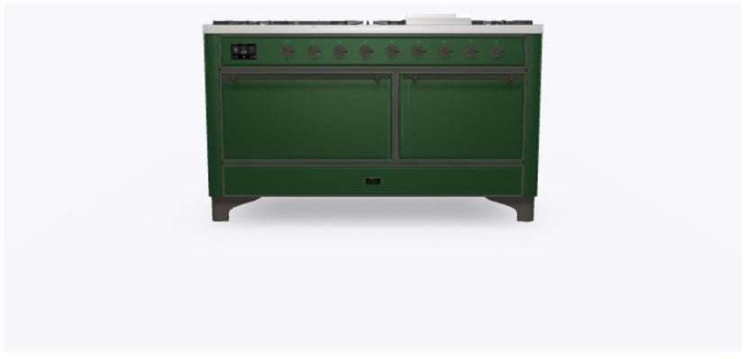 Ilve UM15FDQNS3EGBLP 60" Dual Fuel Range w/ 9 Sealed Burners, Double Ov...