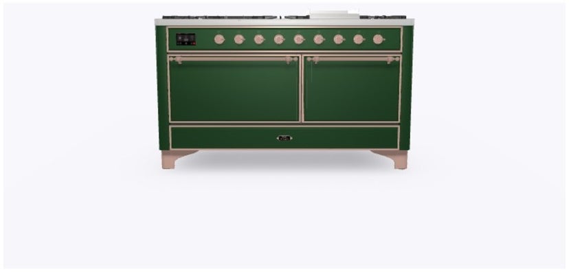 Ilve UM15FDQNS3EGPLP 60" Dual Fuel Range w/ 9 Sealed Burners, Double Ov...