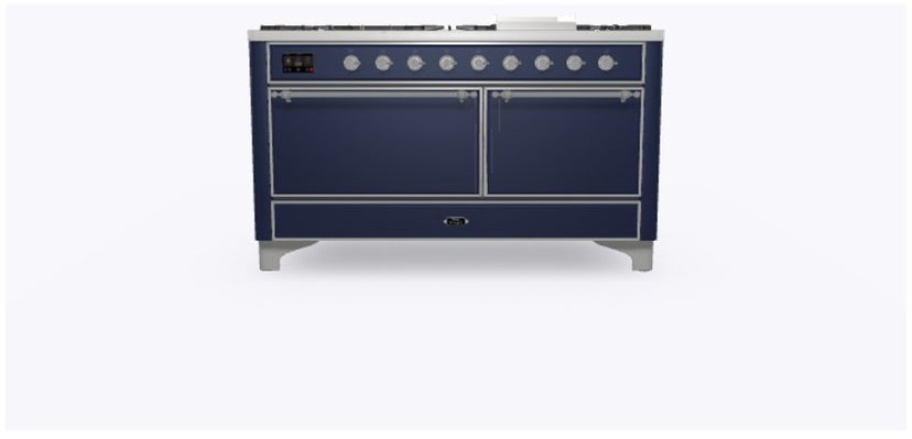 Ilve UM15FDQNS3MBCLP 60" Dual Fuel Range w/ 9 Sealed Burners, Double Ov...