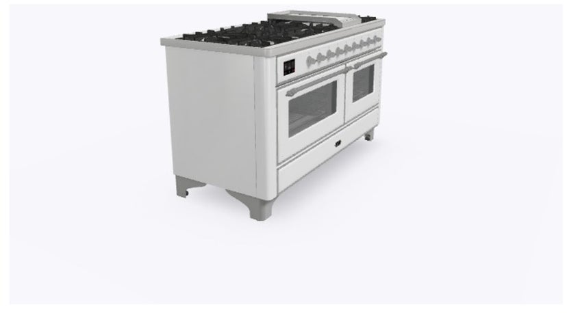 Ilve UM15FDNS3WHC 60" Dual Fuel Range w/ 9 Sealed Burners, Double Ov...