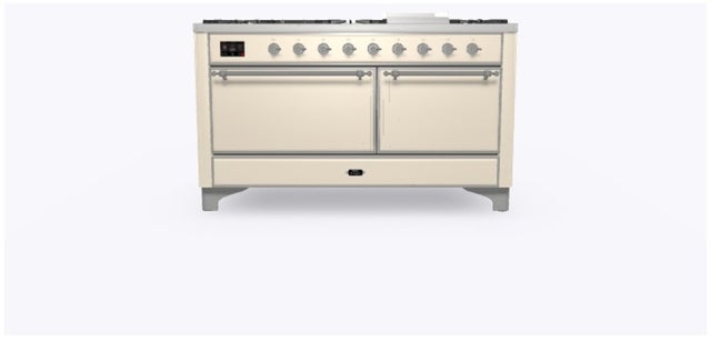 Ilve UM15FDQNS3AWCLP 60" Dual Fuel Range w/ 9 Sealed Burners, Double Ov...