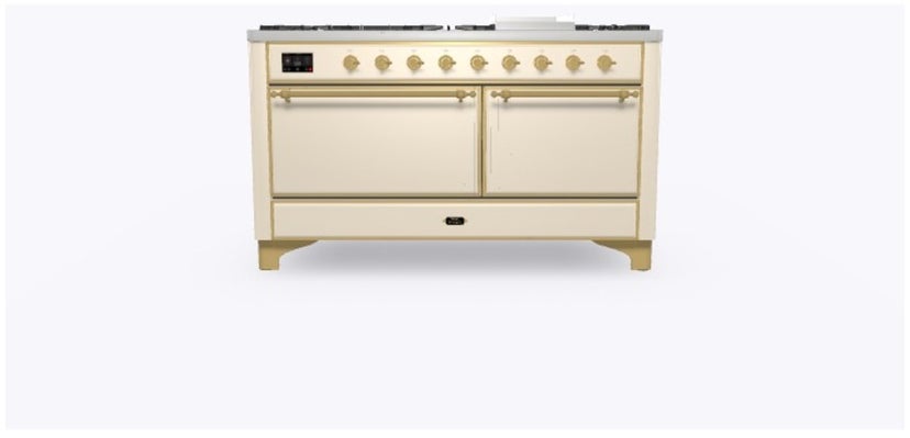 Ilve UM15FDQNS3AWGLP 60" Dual Fuel Range w/ 9 Sealed Burners, Double Ov...