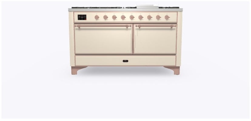 Ilve UM15FDQNS3AWPLP 60" Dual Fuel Range w/ 9 Sealed Burners, Double Ov...