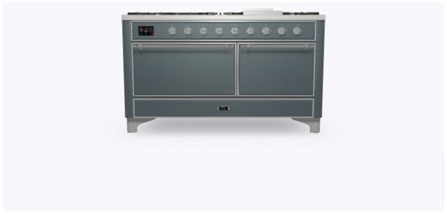 Ilve UM15FDQNS3BGC 60" Dual Fuel Range w/ 9 Sealed Burners, Double Ov...