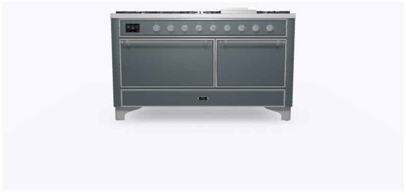 Ilve UM15FDQNS3BGC 60" Dual Fuel Range w/ 9 Sealed Burners, Double Ov...