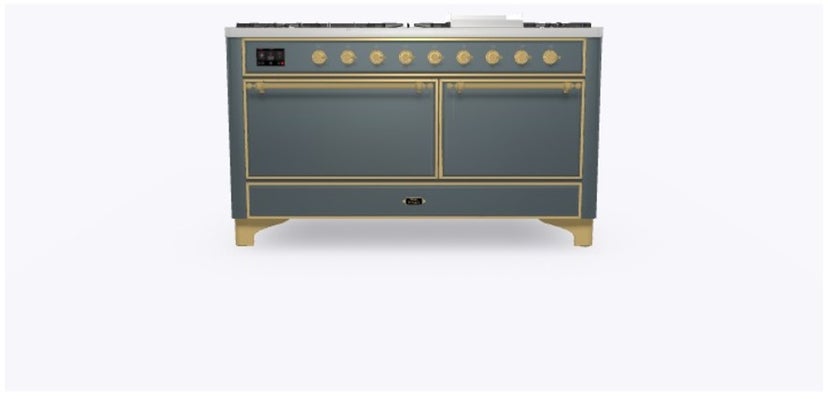 Ilve UM15FDQNS3BGGLP 60" Dual Fuel Range w/ 9 Sealed Burners, Double Ov...