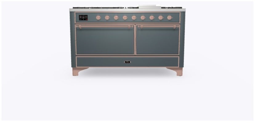 Ilve UM15FDQNS3BGPLP 60" Dual Fuel Range w/ 9 Sealed Burners, Double Ov...