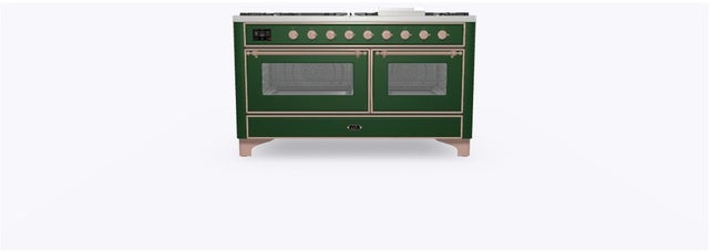 Ilve UM15FDNS3EGP 60" Dual Fuel Range w/ 9 Sealed Burners, Double Ov...