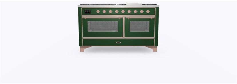 Ilve UM15FDNS3EGP 60" Dual Fuel Range w/ 9 Sealed Burners, Double Ov...